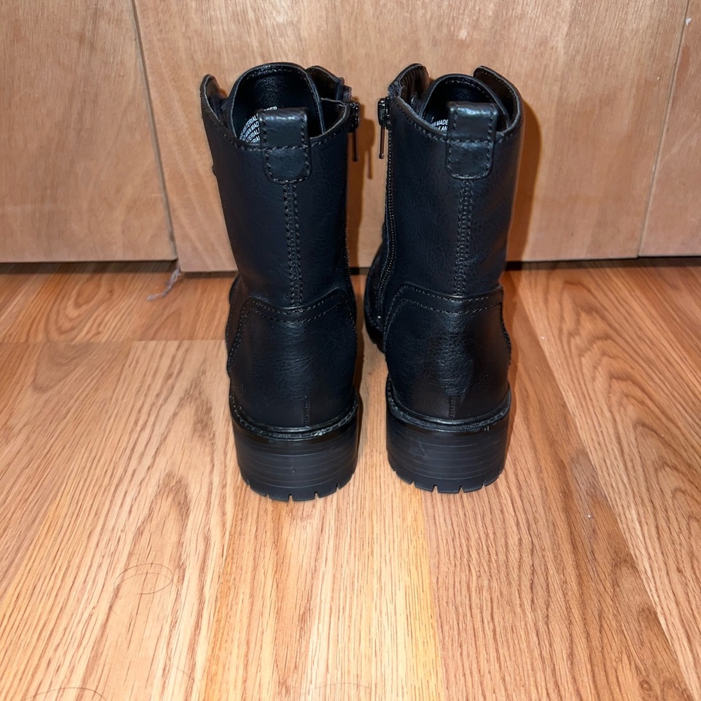 Black combat boots.